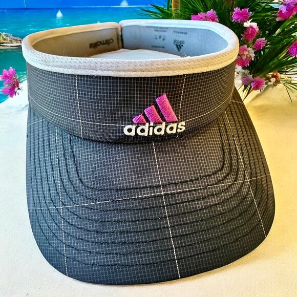 Adidas Sun Visor Hat CLIMALITE Gray Embroidered Logo CLAMP ARMS Unisex - Picture 1 of 11